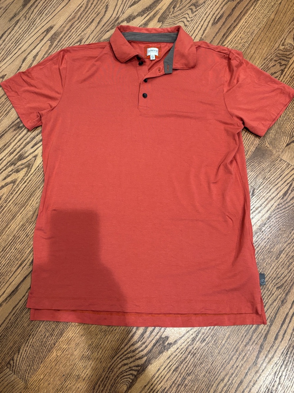 Armani Collezioni Men's Rust Orange Short-Sleeve Polo